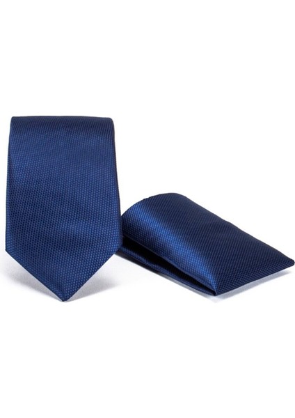 Klasik Mendilli Lacivert Erkek Kravat modelleri