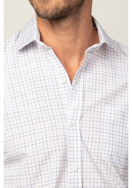 Erkek Regular Fit Klasik Kesim Pamuklu Kolay Ütü Çizgili Beyaz Gömlek modelleri