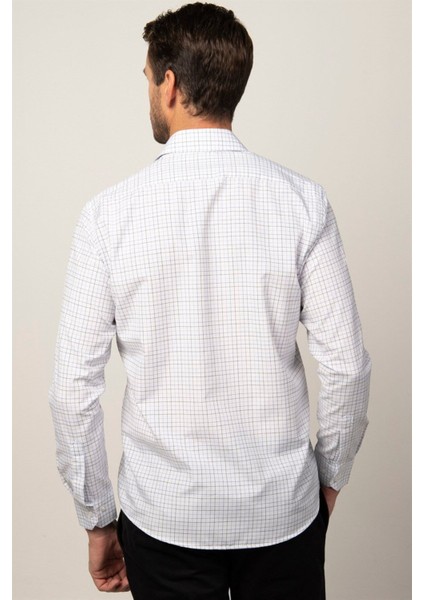 Erkek Regular Fit Klasik Kesim Pamuklu Kolay Ütü Çizgili Beyaz Gömlek fırsatları