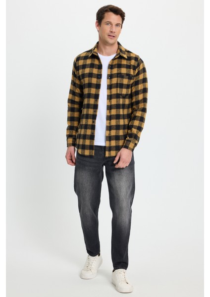 Erkek Slim Fit Dar Kesim Uzun Kollu Cepli Kareli Dama Desenli Kışlık Oduncu Gömlek fırsatları