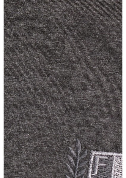 Erkek Standart Fit %100 Pamuk Bisiklet Yaka Beli Lastikli Antrasit Pijama Takımı