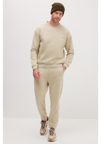 Erkek Relax Fit Pamuklu 3 İplik Yumuşak Dokulu İçi Polarlı Bisiklet Yaka Taş Eşofman Takımı fırsatları