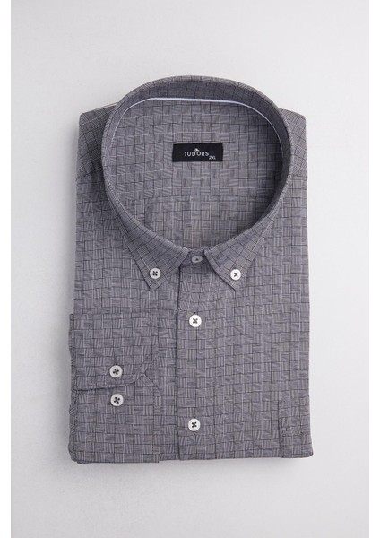 Büyük Beden Uzun Kollu Düğmeli Yaka Kareli Pamuklu Erkek Gömlek fiyatları