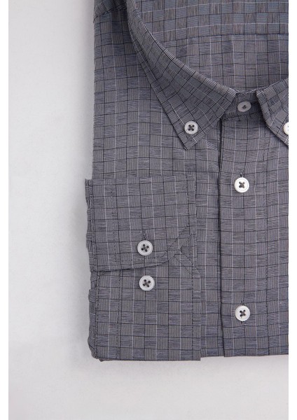 Büyük Beden Uzun Kollu Düğmeli Yaka Kareli Pamuklu Erkek Gömlek modelleri