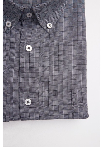 Büyük Beden Uzun Kollu Düğmeli Yaka Kareli Pamuklu Erkek Gömlek fırsatları