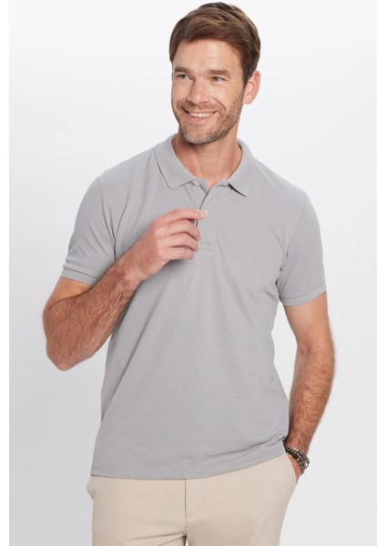 Erkek 5'li Paket Lacivert-Haki-Toprak-Bej-Gri Slim Fit Dar Kesim Pamuklu Düz Pike Polo Yaka Tişört indirimleri