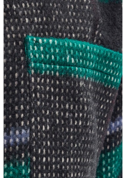 Erkek Relax Fit Rahat Kesim Tek Cepli Kareli Kışlık Oduncu Gömlek