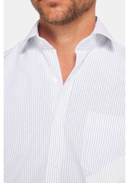Erkek Regular Fit Klasik Kesim Pamuklu Kolay Ütü Çizgili Gömlek fırsatları
