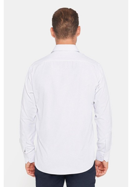 Erkek Regular Fit Klasik Kesim Pamuklu Kolay Ütü Çizgili Gömlek indirimleri