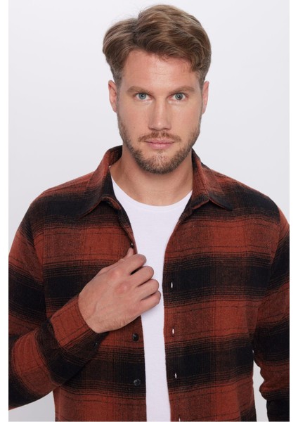 Erkek Slim Fit Dar Kesim Oduncu Kareli Kışlık Gömlek modelleri