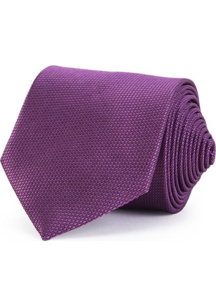 Klasik Cep Mendilli Desenli Mor Erkek Kravat