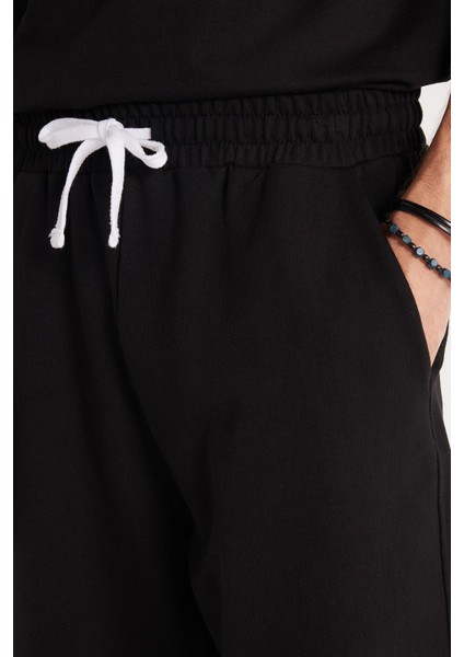 Relax Fit Rahat Kesim %100 Pamuk Hafif Kalın Özel Tasarım Erkek Siyah Şortlu Eşofman Takım fiyatları