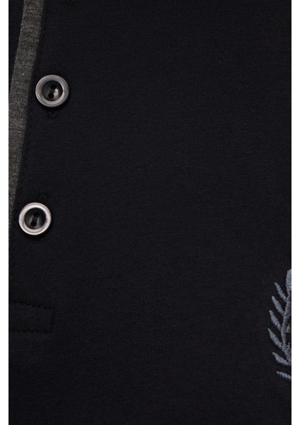 Erkek Standart Fit Normal Kesim %100 Pamuk Bisiklet Yaka Beli Lastikli Antrasit Pijama Takımı