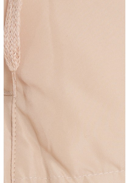 Kadın Relax Fit Rahat Kesim Su Geçirmez Kapüşonlu Camel Mont