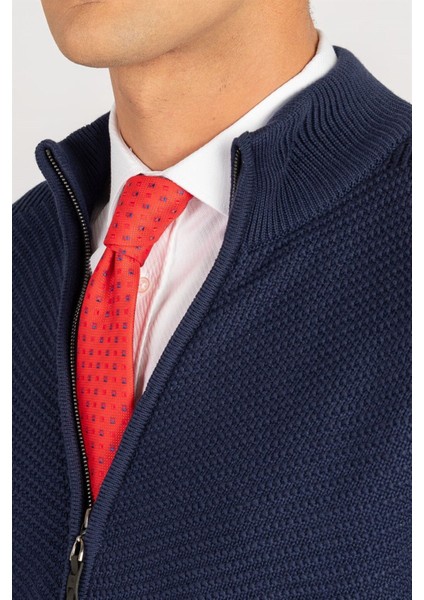 Erkek Standart Fit Normal Kesim Kendinden Desenli Lacivert Hırka modelleri