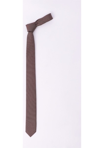 Düz İnce Armürlü Kahverengi Erkek Kravat modelleri