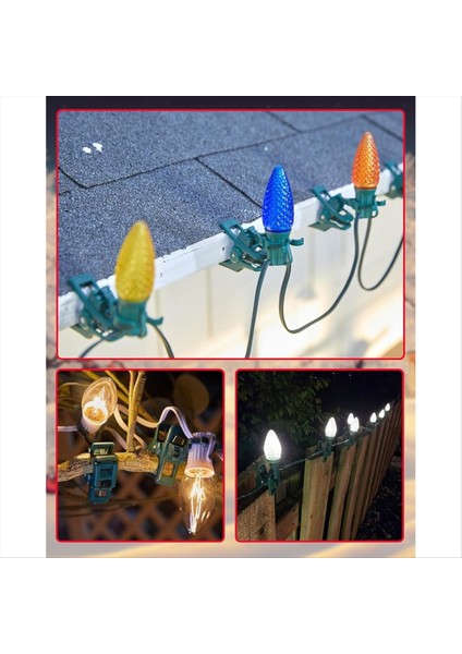 Açık C7 C9 Işık Klipleri Noel Işıkları Için 50&#39 Li Evrensel Yaylı Klips Paketi Çatılara Uyumlu E12 E17 Soketlere Uyuyor (Yurt Dışından) fırsatları