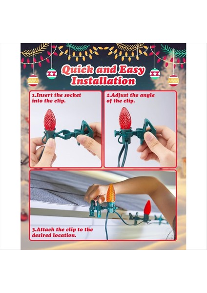Açık C7 C9 Işık Klipleri Noel Işıkları Için 50&#39 Li Evrensel Yaylı Klips Paketi Çatılara Uyumlu E12 E17 Soketlere Uyuyor (Yurt Dışından) indirimleri