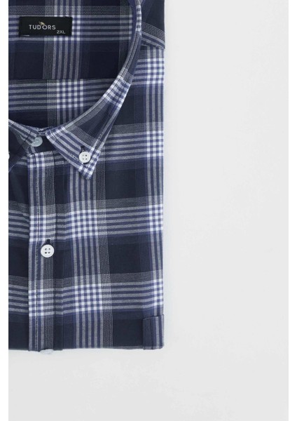 Büyük Beden Ekoseli Biyeli Yaka Düğmeli Erkek Gömlek fırsatları