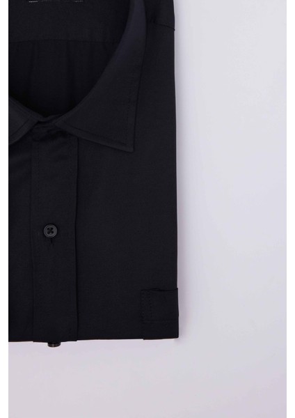 Büyük Beden Uzun Kollu Saten Erkek Siyah Gömlek modelleri