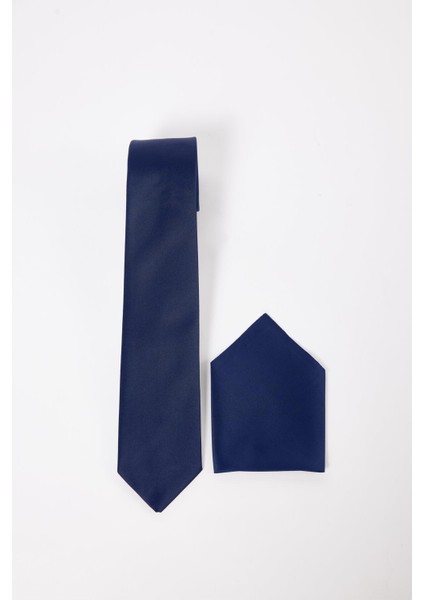 3'lü Paket Düz Klasik Cep Mendilli Lacivert Erkek Kravat modelleri