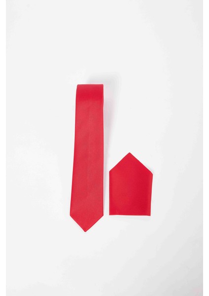 3'lü Paket Düz Klasik Cep Mendilli Kırmızı Erkek Kravat modelleri