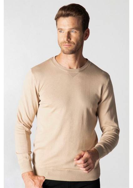 Erkek Standart Fit Normal Kesim Bisiklet Yaka Taş Triko Kazak fiyatları