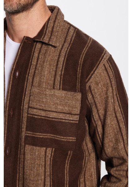 Erkek Relax Fit Rahat Kesim Oduncu Çizgili Tek Cepli Kışlık Gömlek fiyatları