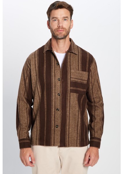 Erkek Relax Fit Rahat Kesim Oduncu Çizgili Tek Cepli Kışlık Gömlek modelleri