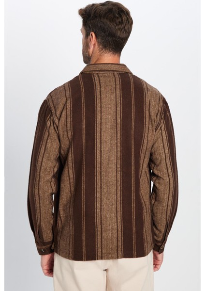 Erkek Relax Fit Rahat Kesim Oduncu Çizgili Tek Cepli Kışlık Gömlek fırsatları
