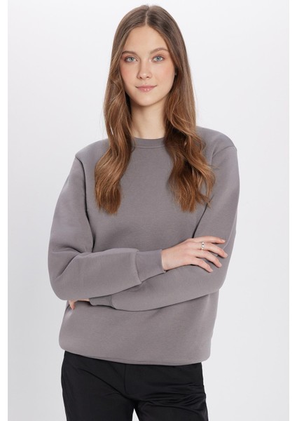 Unisex Relax Fit Rahat Kesim Pamuklu Yumuşak Dokulu İçi Polarlı Basic Gri Bisiklet Yaka Sweatshirt modelleri