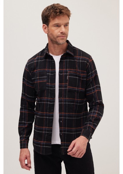 Erkek Slim Fit Dar Kesim Uzun Kollu Kareli Çift Cepli Kışlık Oduncu Gömlek fırsatları