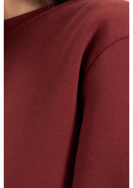 Kadın Oversize Geniş Kesim Pamuklu Yumuşak Dokulu İçi Polarlı Basic Kiremit Bisiklet Yaka Sweatshirt indirimleri