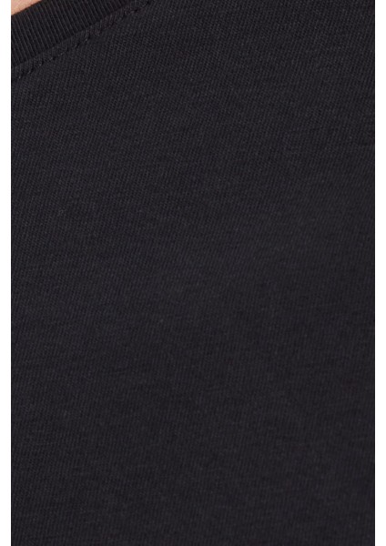 Erkek Standart Fit %100 Pamuk V Yaka Beli Lastikli Siyah Pijama Takımı