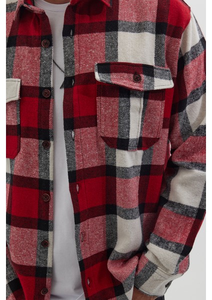 Erkek Relax Fit Rahat Kesim Oduncu Çift Cep Düğmeli Kareli Kışlık Gömlek modelleri