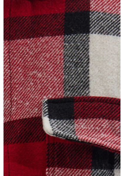 Erkek Relax Fit Rahat Kesim Oduncu Çift Cep Düğmeli Kareli Kışlık Gömlek