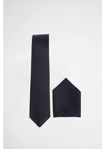 3'lü Paket Düz Klasik Cep Mendilli Siyah Erkek Kravat modelleri