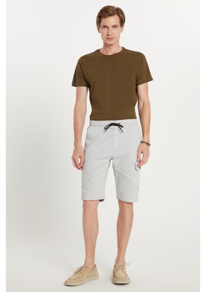 Erkek Relax Fit Rahat Kesim %100 Pamuk Kargo Cep Açık Gri Kapri Şort fiyatları