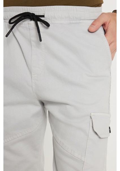 Erkek Relax Fit Rahat Kesim %100 Pamuk Kargo Cep Açık Gri Kapri Şort modelleri