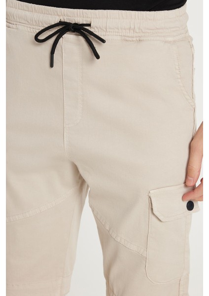 Erkek Relax Fit Rahat Kesim %100 Pamuk Kargo Cep Taş Renk Kapri Şort fiyatları