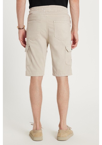 Erkek Relax Fit Rahat Kesim %100 Pamuk Kargo Cep Taş Renk Kapri Şort indirimleri