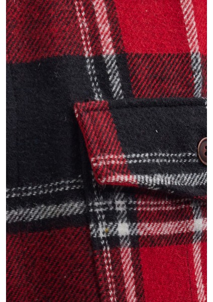 Erkek Relax Fit Rahat Kesim Oduncu Çift Cep Düğmeli Kareli Kışlık Gömlek