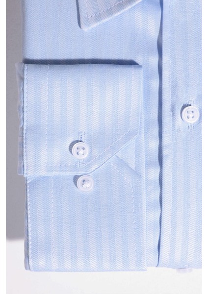 Büyük Beden Uzun Kollu Kolay Ütü Kravatlık Armürlü Pamuklu Mavi Erkek Gömlek modelleri