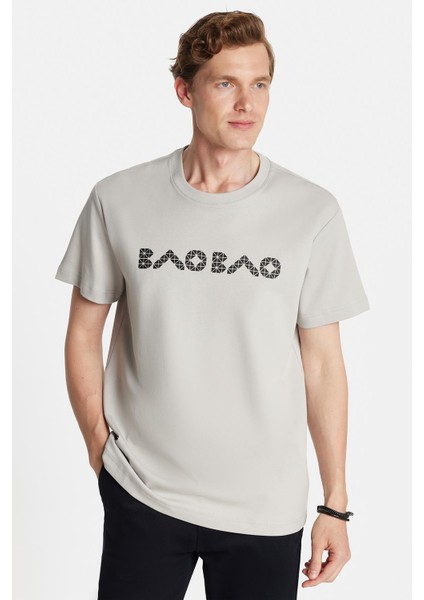 Relax Fit Rahat Kesim Pamuklu Ön ve Arka Baskı Detaylı Bisiklet Yaka Taş Erkek Tişört fiyatları