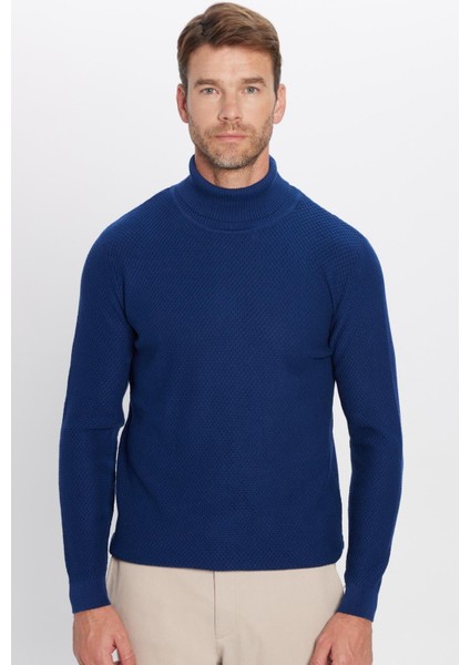 Erkek Slim Fit Dar Kesim Tam Balıkçı Yaka Desenli Triko Kazak indirimleri