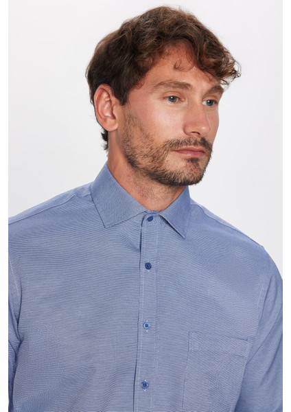 Erkek Regular Fit Klasik Kesim Tek Cepli Kravatlık Armürlü Gömlek fiyatları