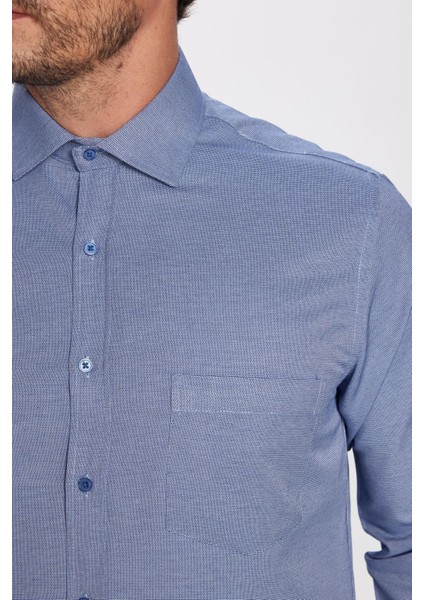 Erkek Regular Fit Klasik Kesim Tek Cepli Kravatlık Armürlü Gömlek modelleri