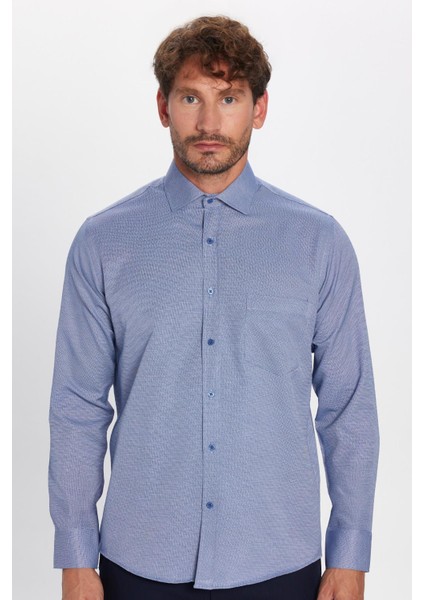Erkek Regular Fit Klasik Kesim Tek Cepli Kravatlık Armürlü Gömlek fırsatları