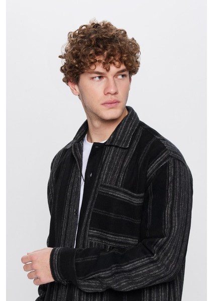 Erkek Relax Fit Rahat Kesim Oduncu Çizgili Tek Cepli Kışlık Gömlek fiyatları