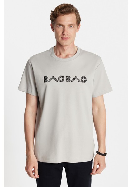 Relax Fit Rahat Kesim Pamuklu Ön ve Arka Baskı Detaylı Bisiklet Yaka Taş Erkek Tişört fırsatları